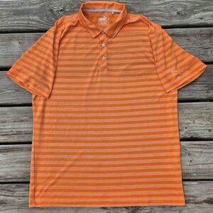 Puma Men's Short Sleeve Orange Golf Polo - Large